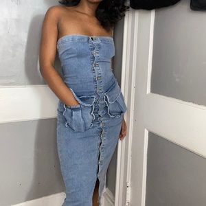 Midi button down denim dress